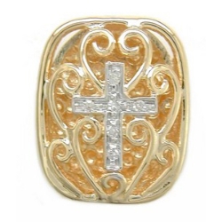 Y2410 14K FILIGREE SLIDE WITH CROSS 